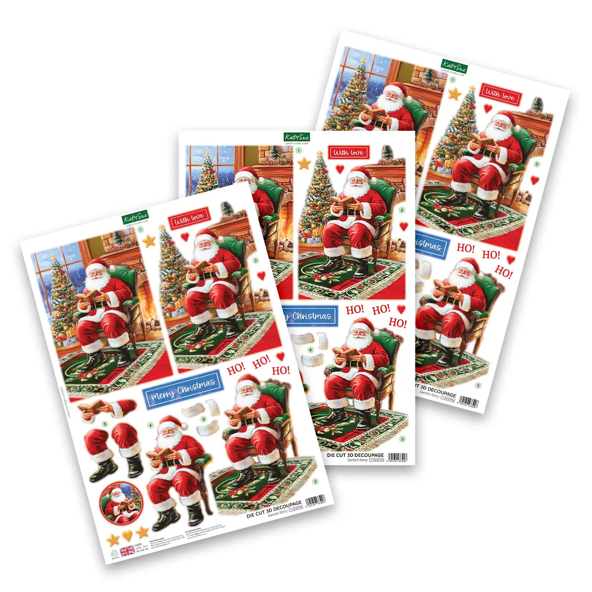 Katy Sue Designs Die Cut Decoupage – Santa's Story (Pack Of 3) 1