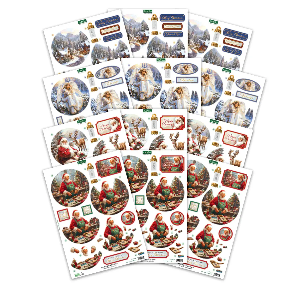 Die Cut Decoupage – Christmas Bauble Selection (Pack Of 12) 2