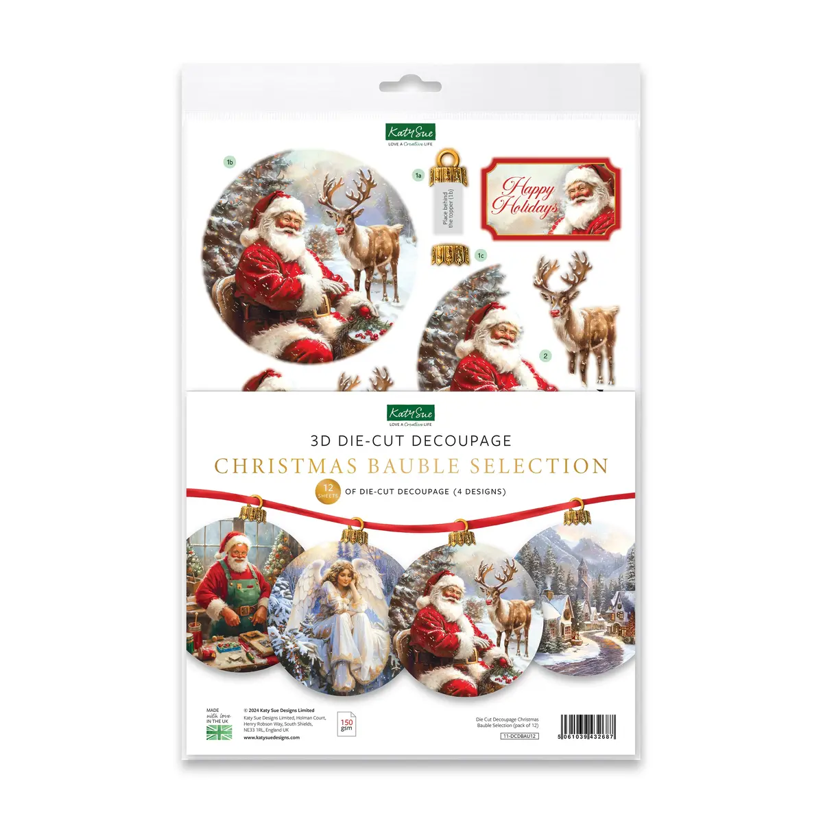 Die Cut Decoupage – Christmas Bauble Selection (Pack Of 12) 1