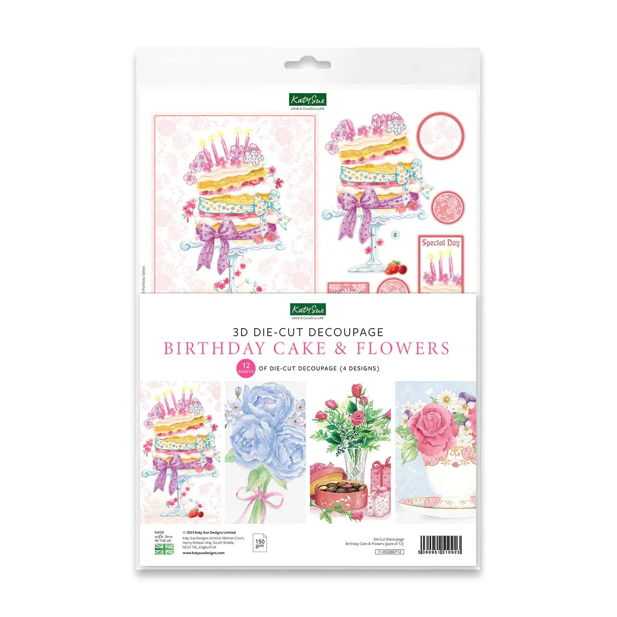 Die Cut Decoupage - Birthday Cake And Flowers (Pack Of 12) 1