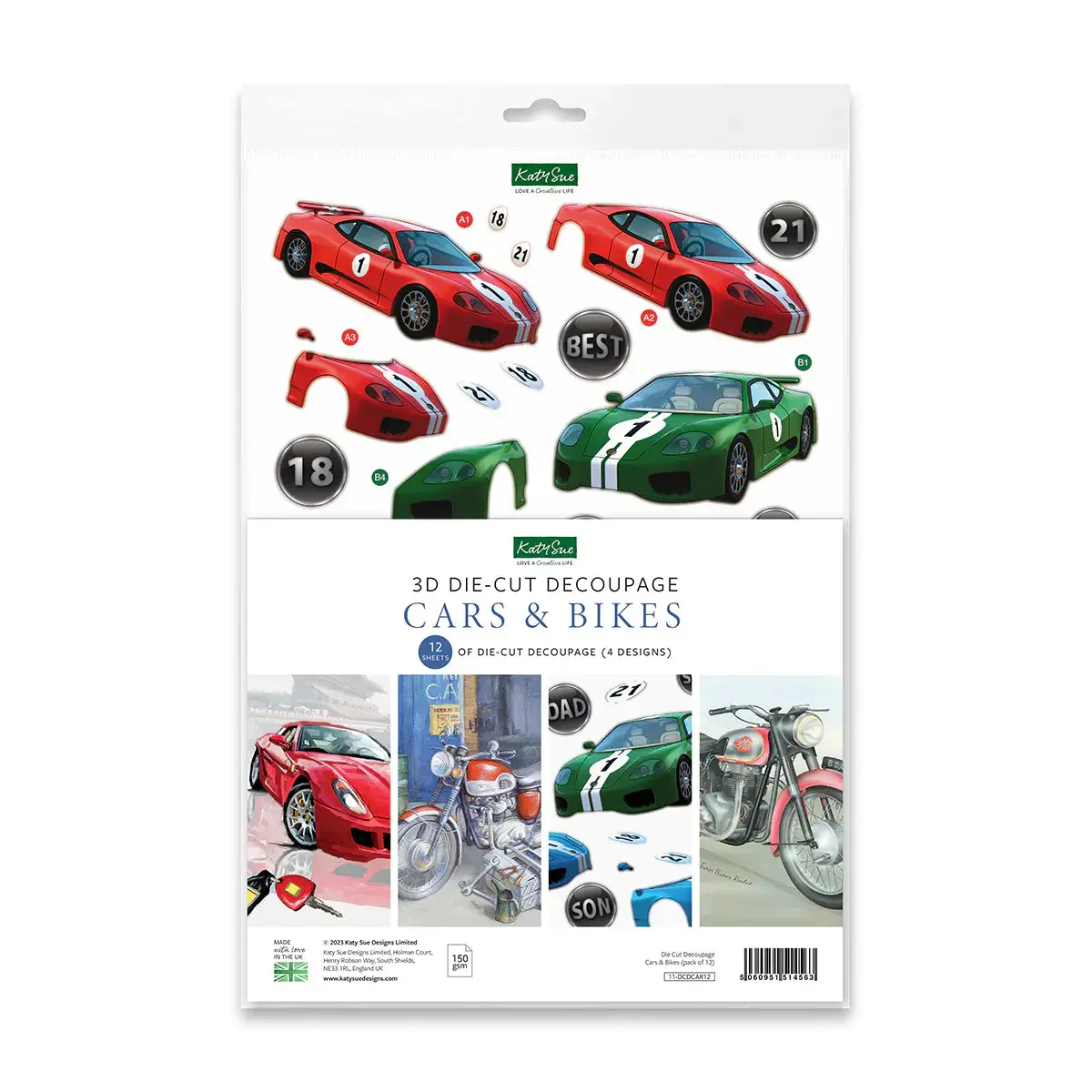 Die Cut Decoupage – Cars And Bikes (Pack Of 12) 1