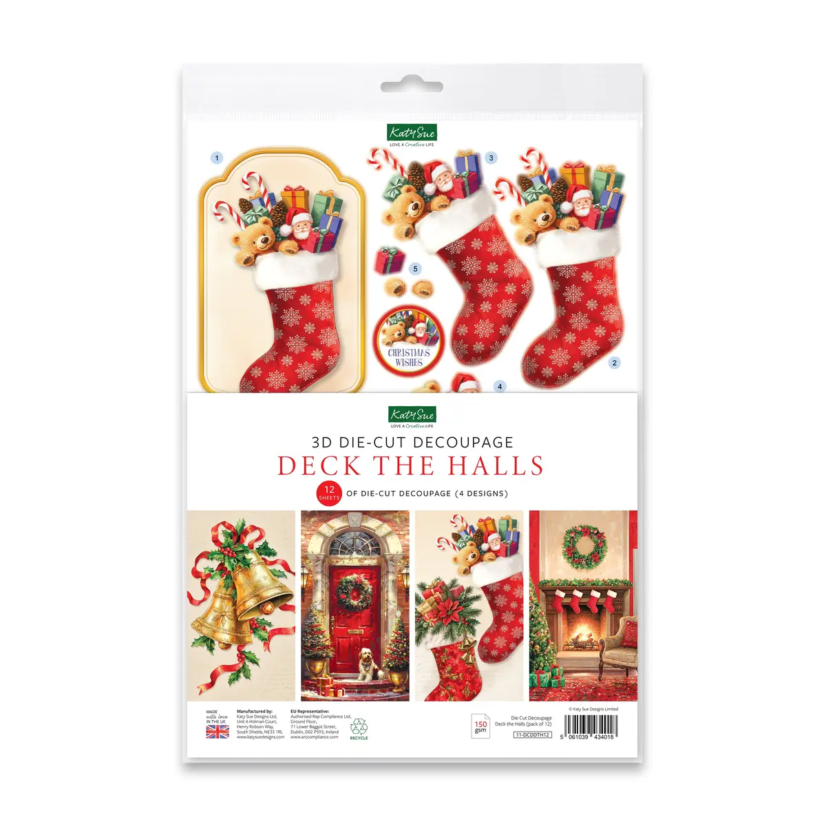 Katy Sue Designs Die Cut Decoupage – Deck The Halls (Pack Of 12) 1