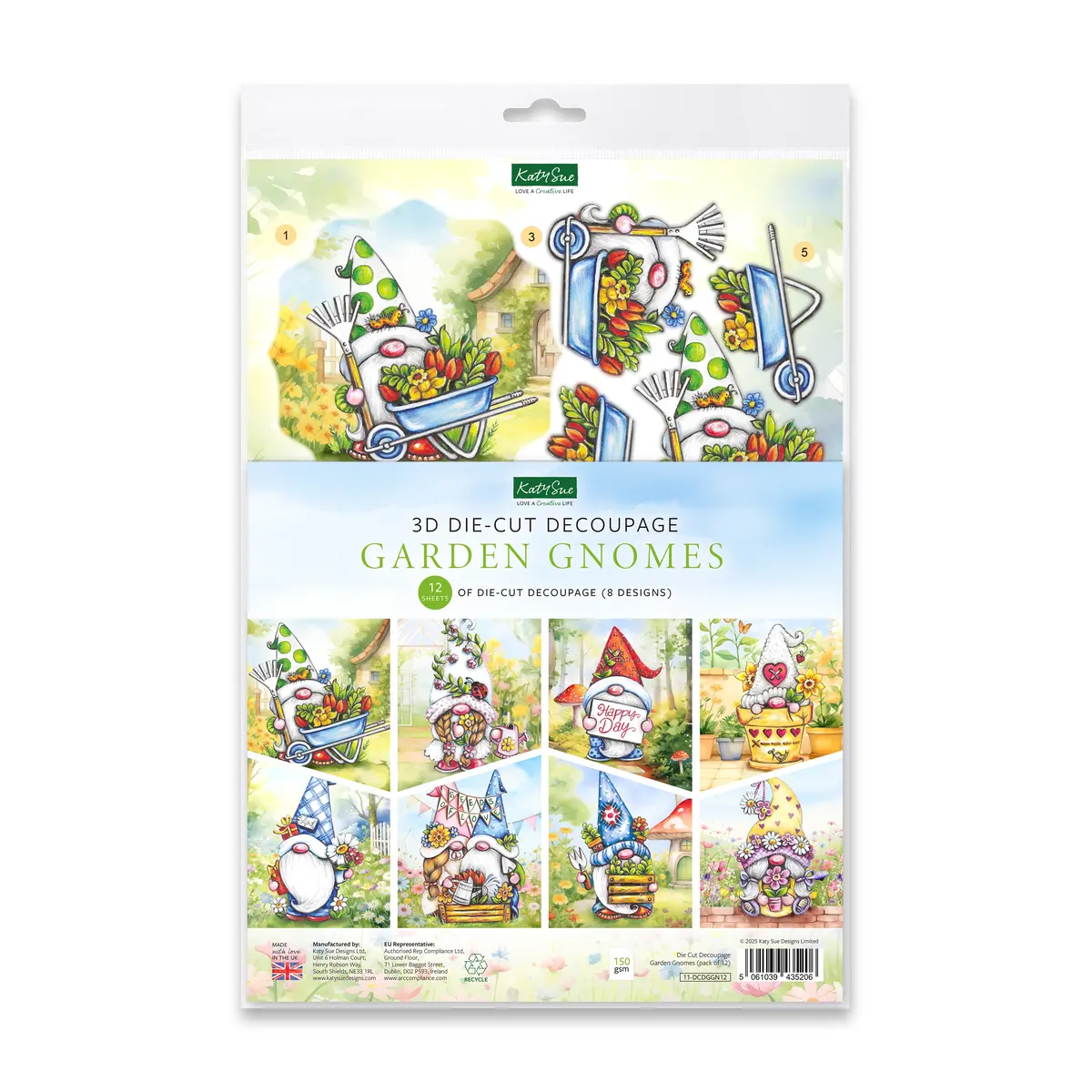 Die Cut Decoupage – Garden Gnomes (Pack Of 12) 1