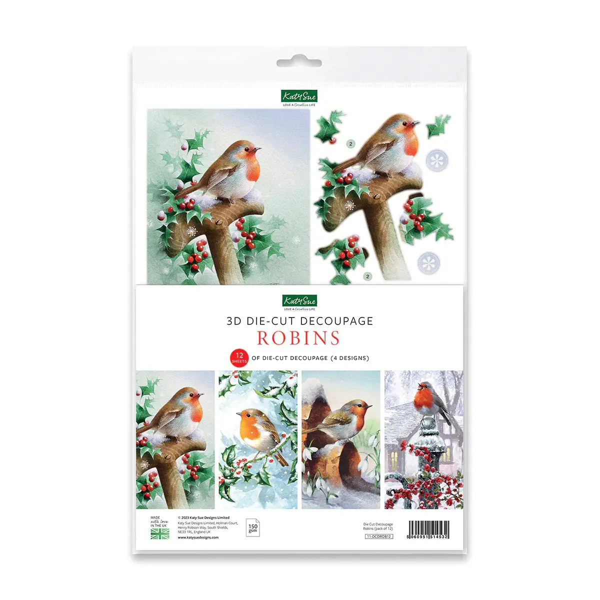 Die Cut Decoupage – Robins (Pack Of 12) 1
