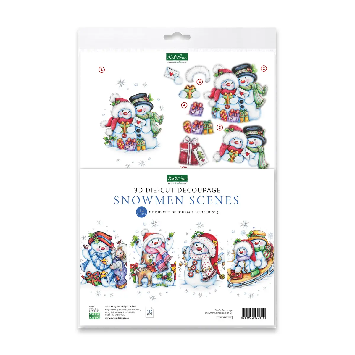 Die Cut Decoupage – Snowmen Scenes (Pack Of 12) 1