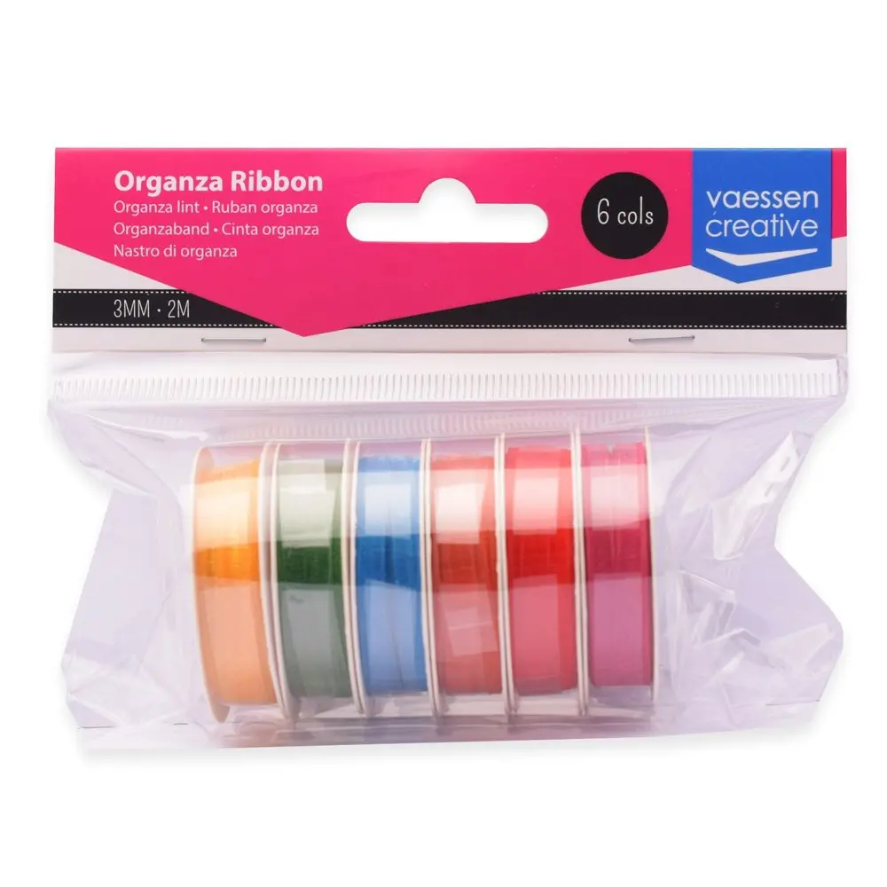 Vaessen Creative Organza Ribbon 6 Colours 3Mmx2m Summer 1
