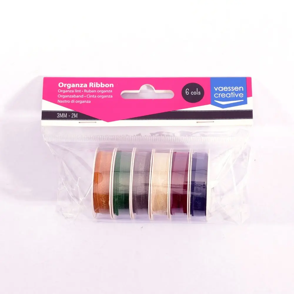 Vaessen Creative Organza Ribbon 6 Colours 3Mmx2m Christmas 1