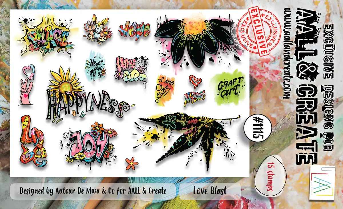 Aall And Create #1115 - A6 Stamp Set - Love Blast 1