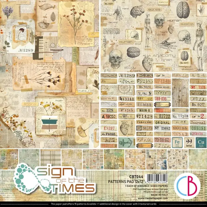 Ciao Bella Sign Of The Times Patterns Pad 12"X12" 8/Pkg 1