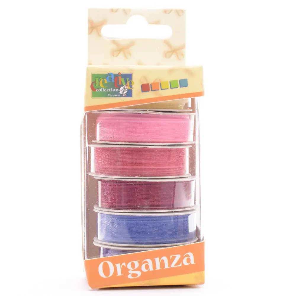 Vaessen Creative Organza Ribbon 6 Colors 6Mmx2m Baby Rose 1