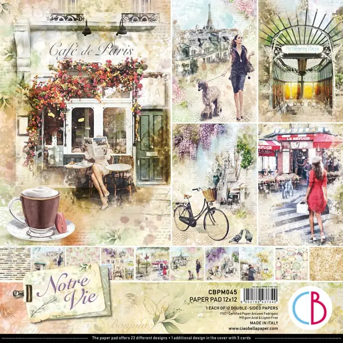 Ciao Bella Notre Vie Paper Pad 12"X12" 12/Pkg 1