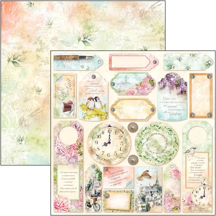 Ciao Bella Notre Vie Tags & Frames Paper Sheet 12"X12" 1 Sheet 1