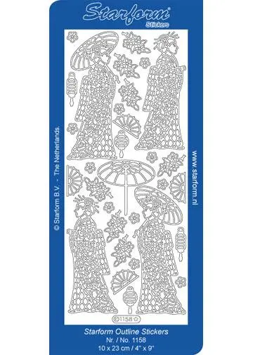 Deco Stickers - Oriental Ladies And Umbrellas 1