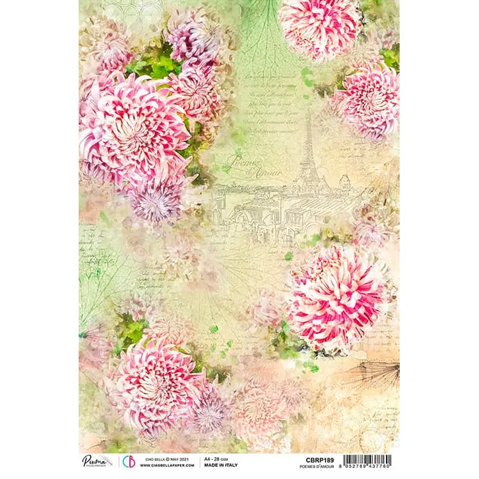 Ciao Bella Rice Paper A4 Poemes D’Amour 1