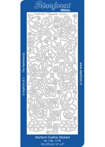 Deco Stickers - Doodle Design Butterflies/Flowers 1