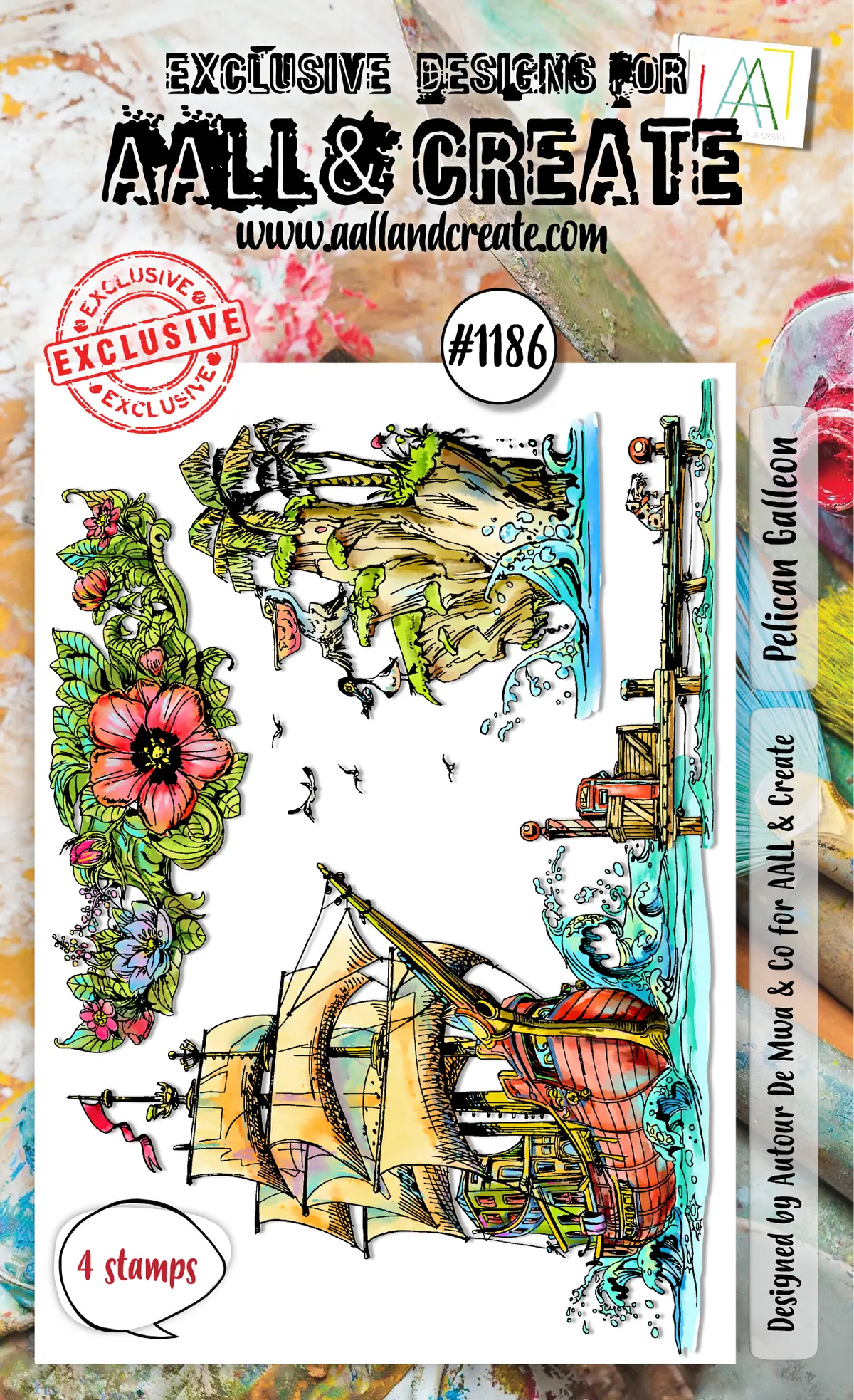 Aall And Create - A6 Stamp Set - Pelican Galleon 1