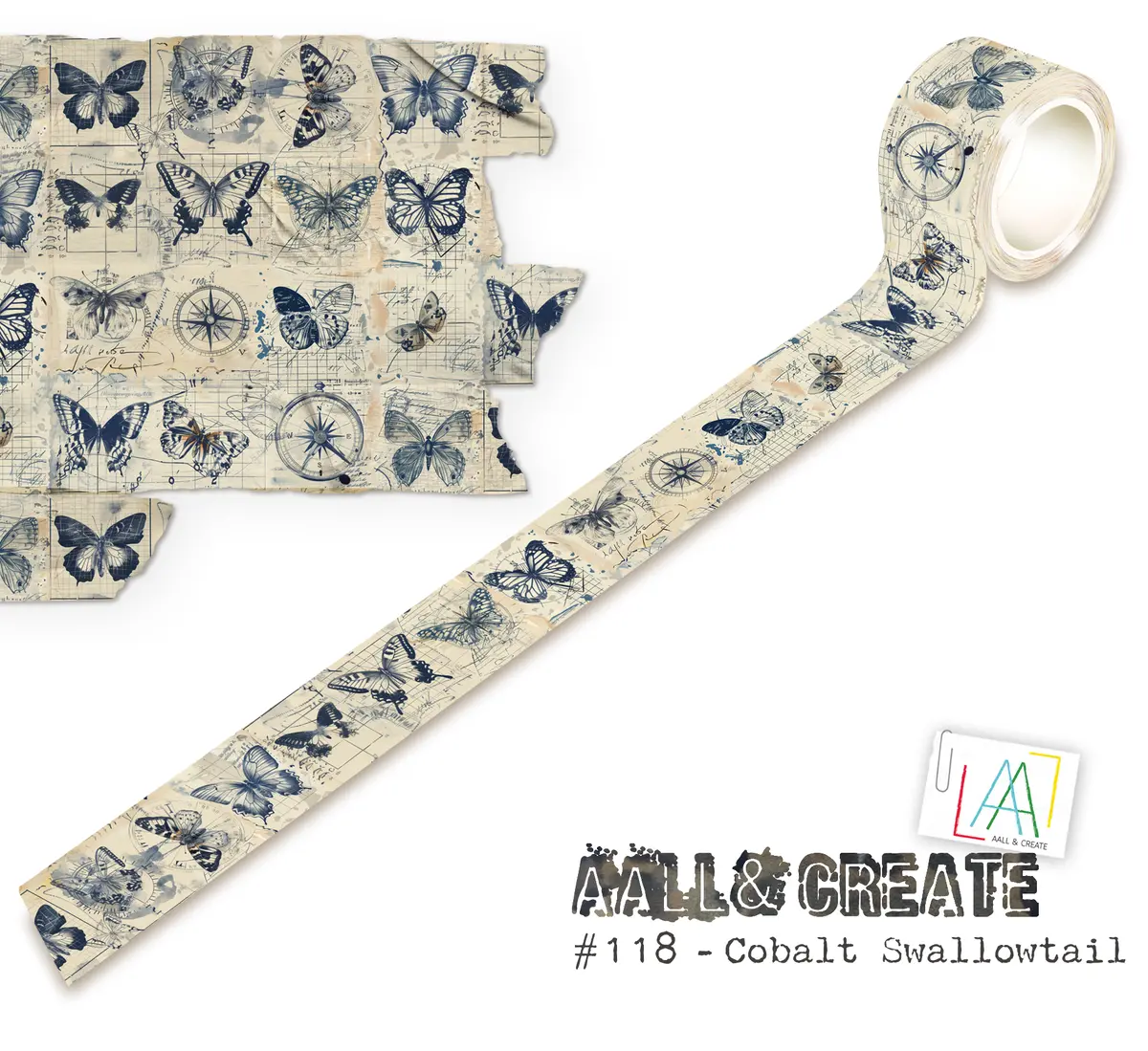Aall And Create - Washi Tape 25Mmx10m - Cobalt Swallowtail 1