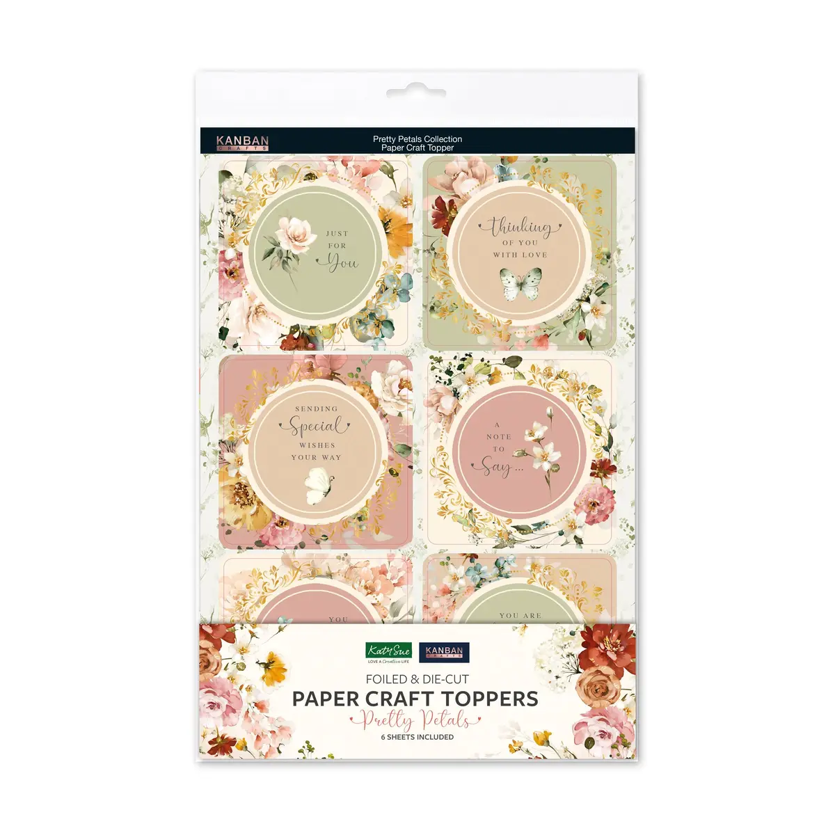 Kanban Crafts Pretty Petals Foiled Paper Craft Toppers, 6 Sheets 1