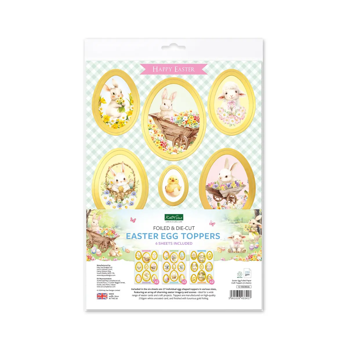Easter Egg Foiled Paper Craft Toppers, 6 Sheets 1