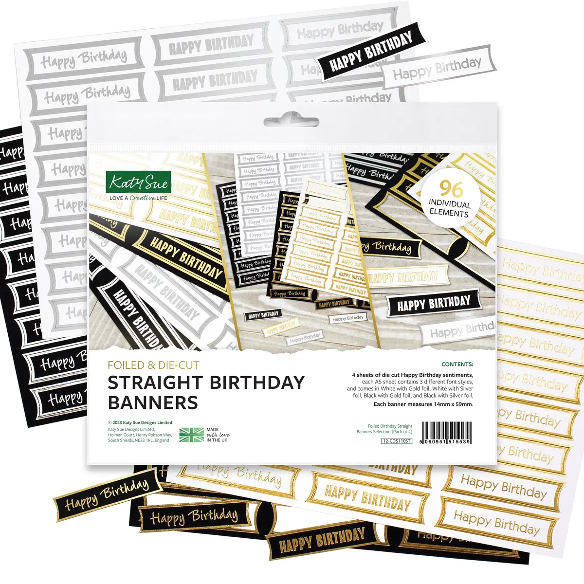 Foiled Birthday Straight Banners Selection, Pack Of 4 1