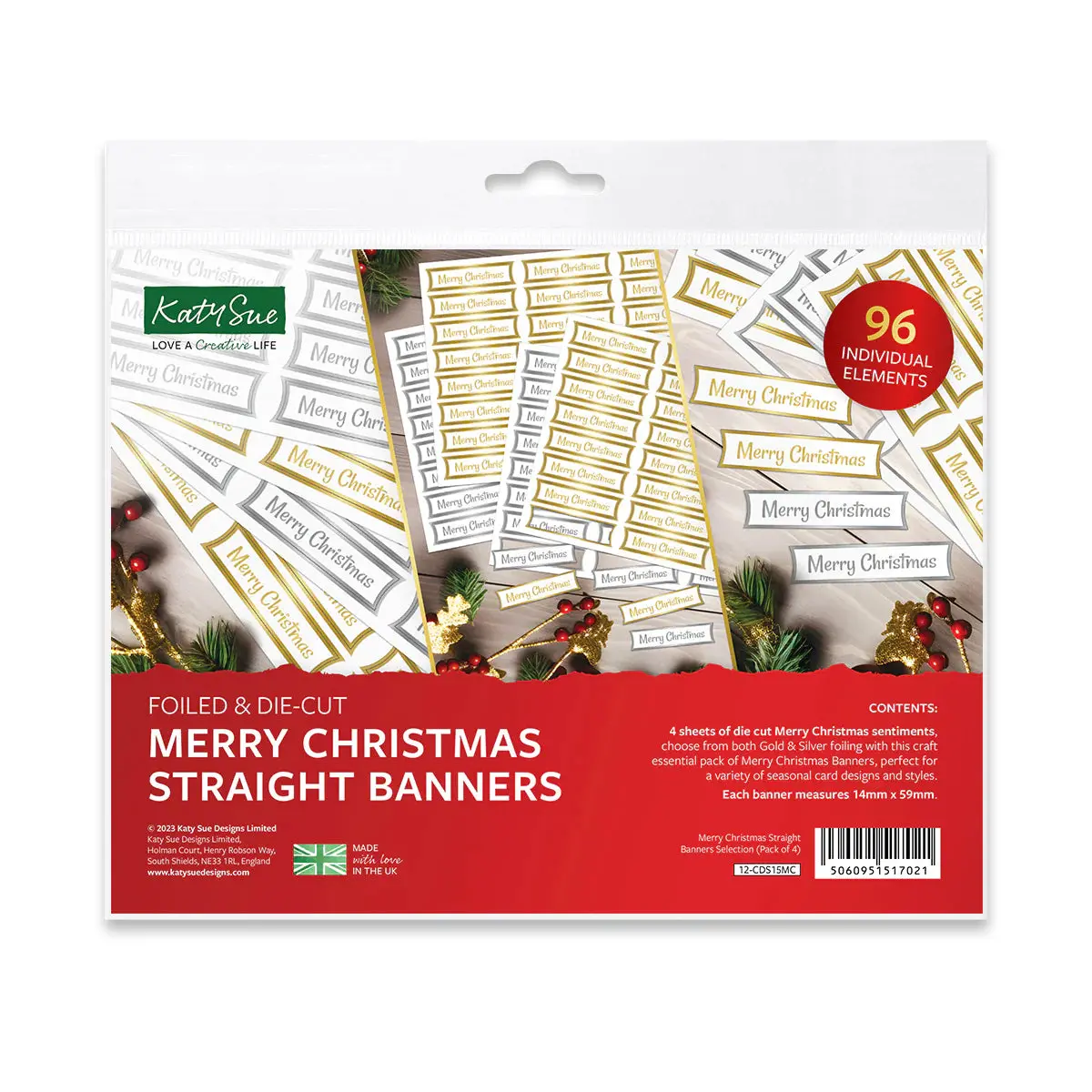 Foiled Merry Christmas Straight Banners Selection, Pack Of 4 1