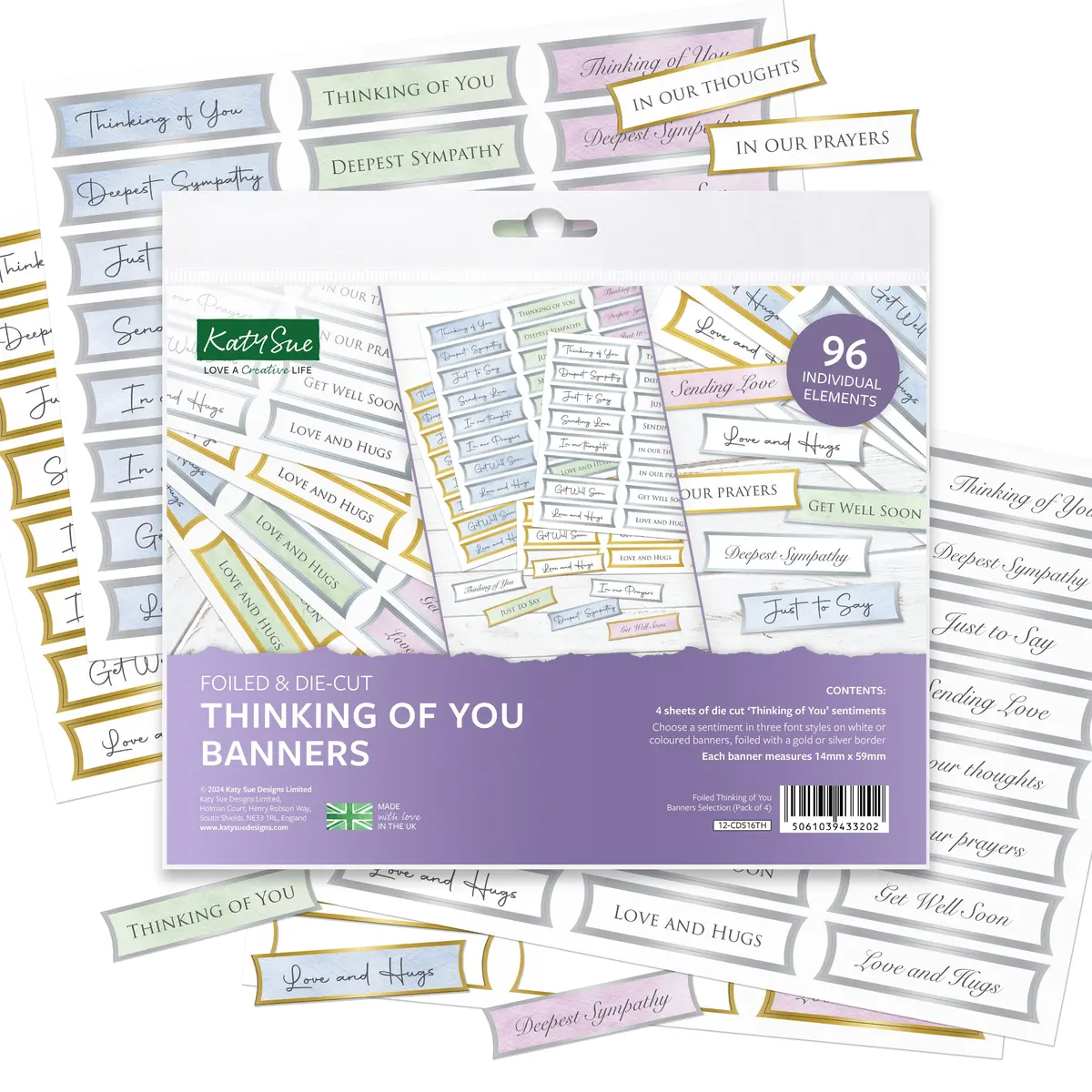 Foiled Thinking Of You Straight Banners Selection, Pack Of 4 1