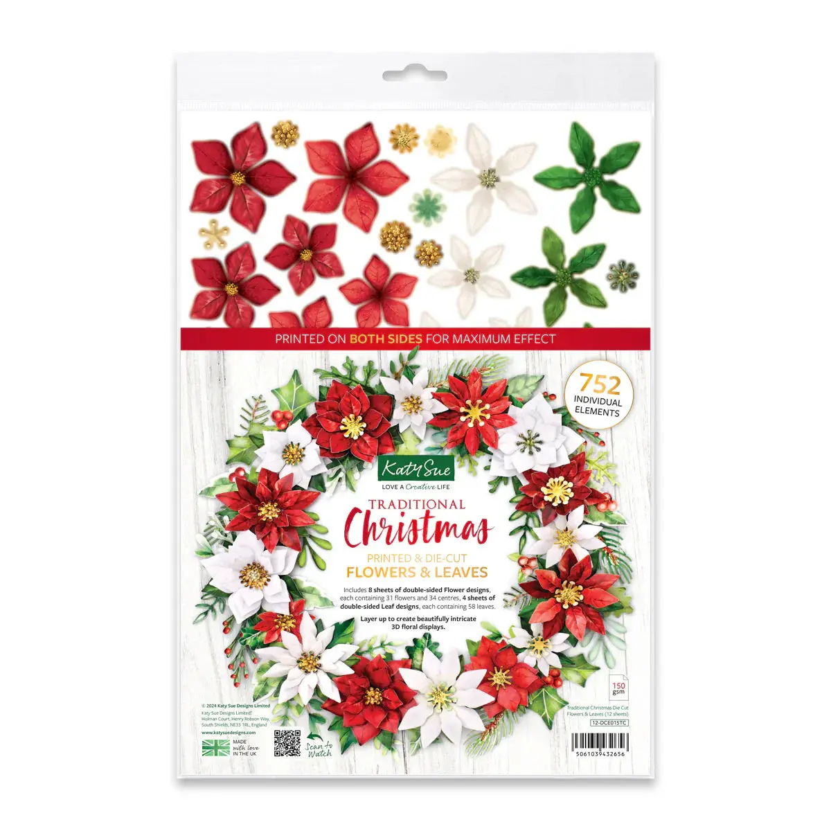 Traditional Christmas, Die Cut Flowers & Leaves, 12 Sheets 1