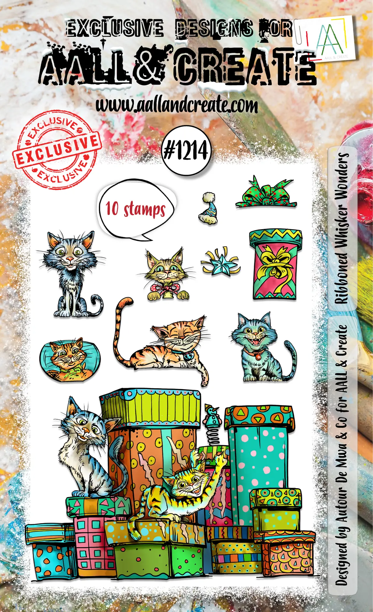 Aall And Create - A6 Stamp Set - Ribboned Whisker Wonders 1
