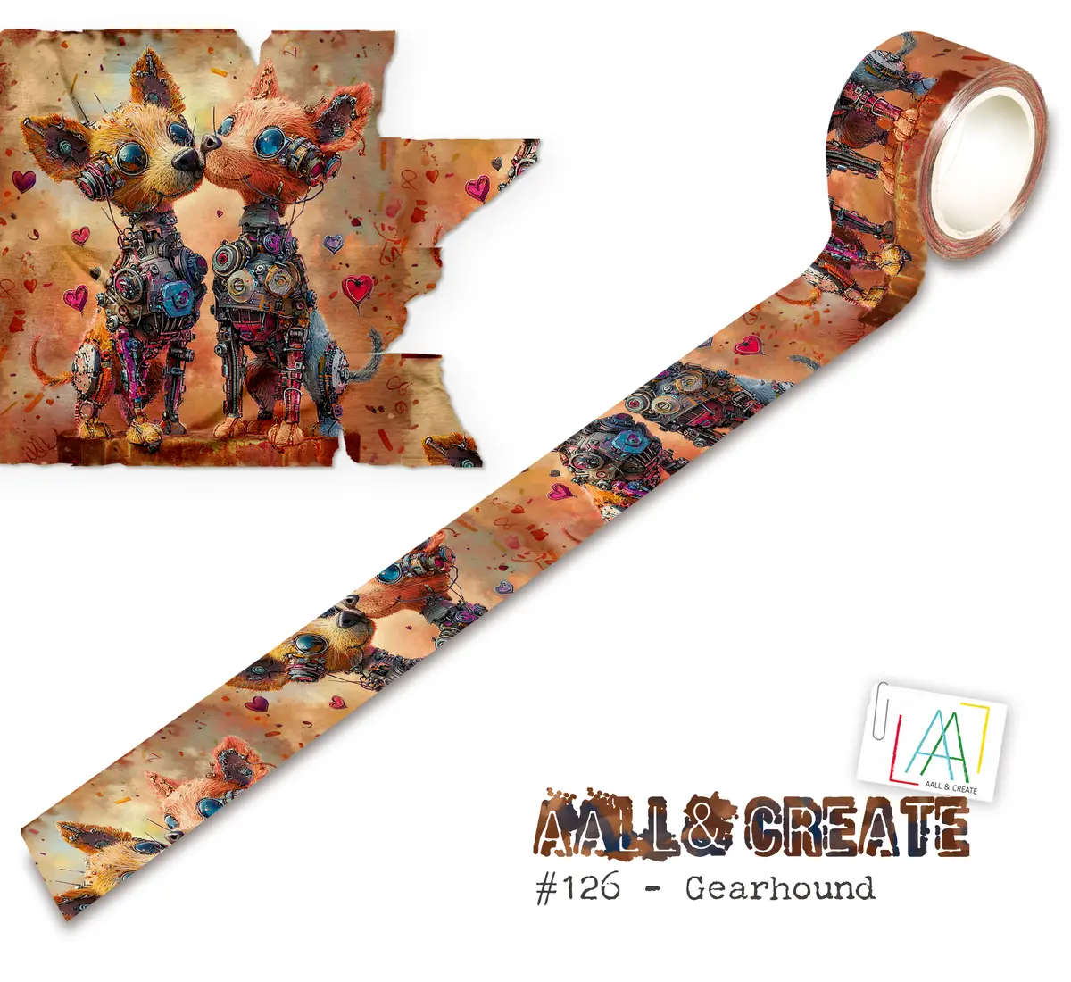Aall And Create - Washi Tape 25Mm X 10M - Gearhound (Layer-It-Up!) 1