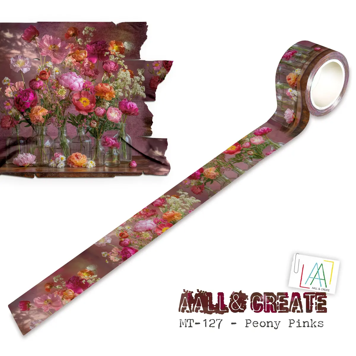 Aall And Create - Washi Tape 25Mm X 10M - Peony Pinks (Layer-It-Up!) 1
