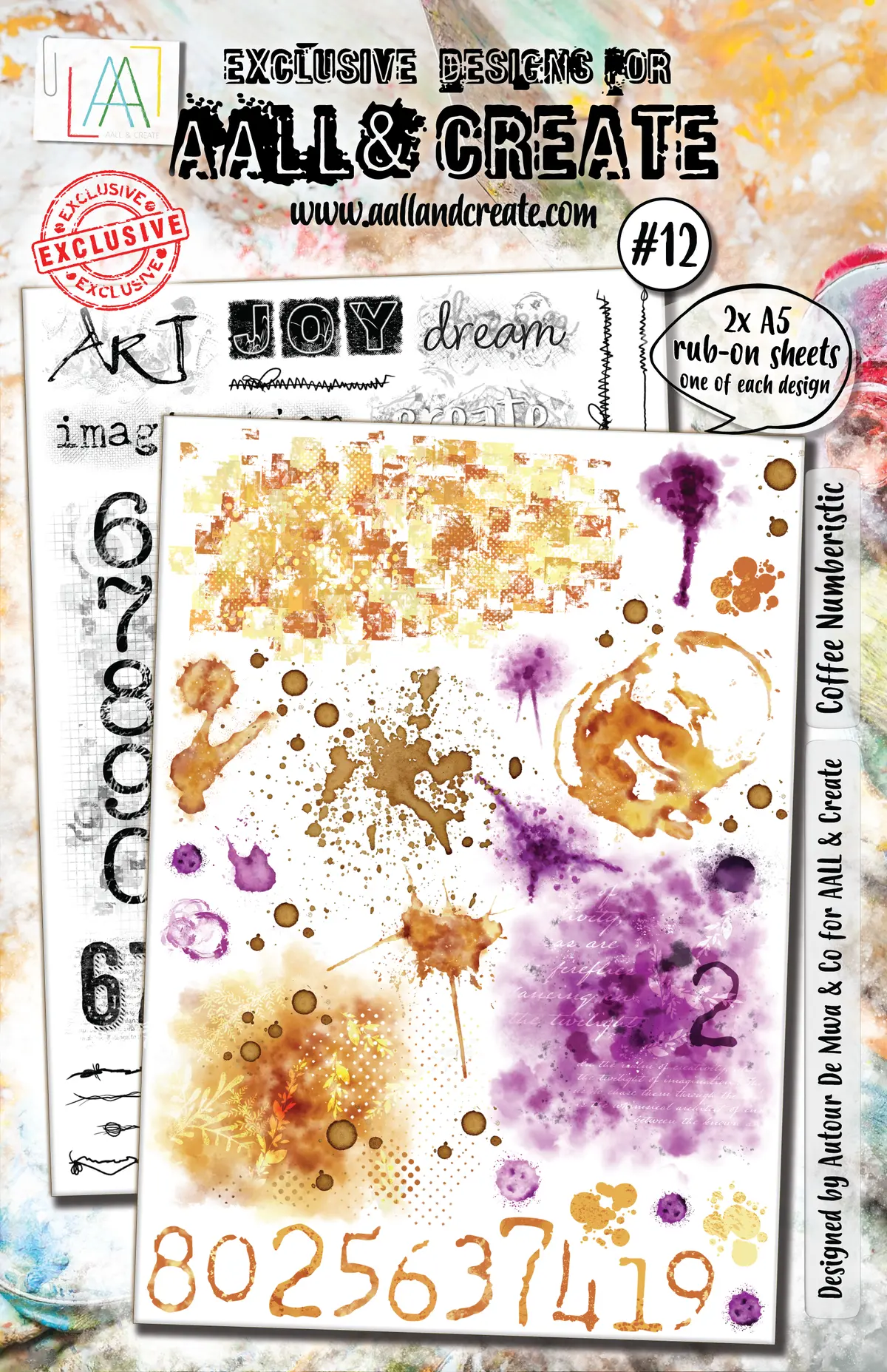 Aall And Create - A5 Rub-Ons - Coffee Numberistic 1