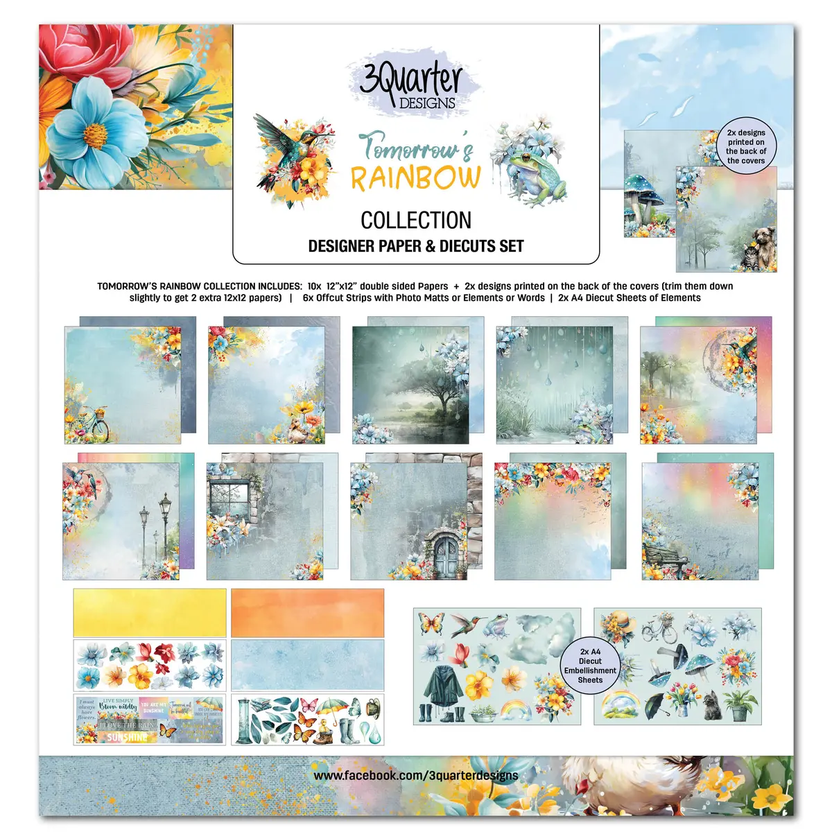 3Quarter Designs Tomorrow's Rainbow 12X12 Design Paper & Diecuts Set 1