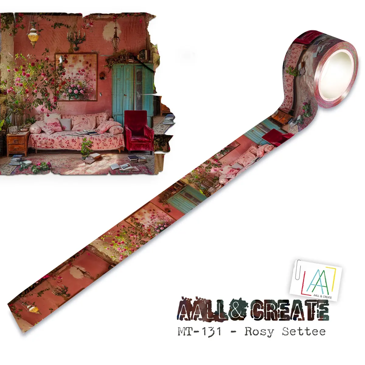 Aall And Create - Washi Tape 25Mm X 10M - Rosy Settee (Layer-It-Up!) 1