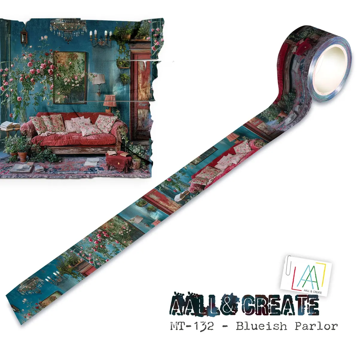 Aall And Create - Washi Tape 25Mm X 10M - Blueish Parlor (Layer-It-Up!) 1
