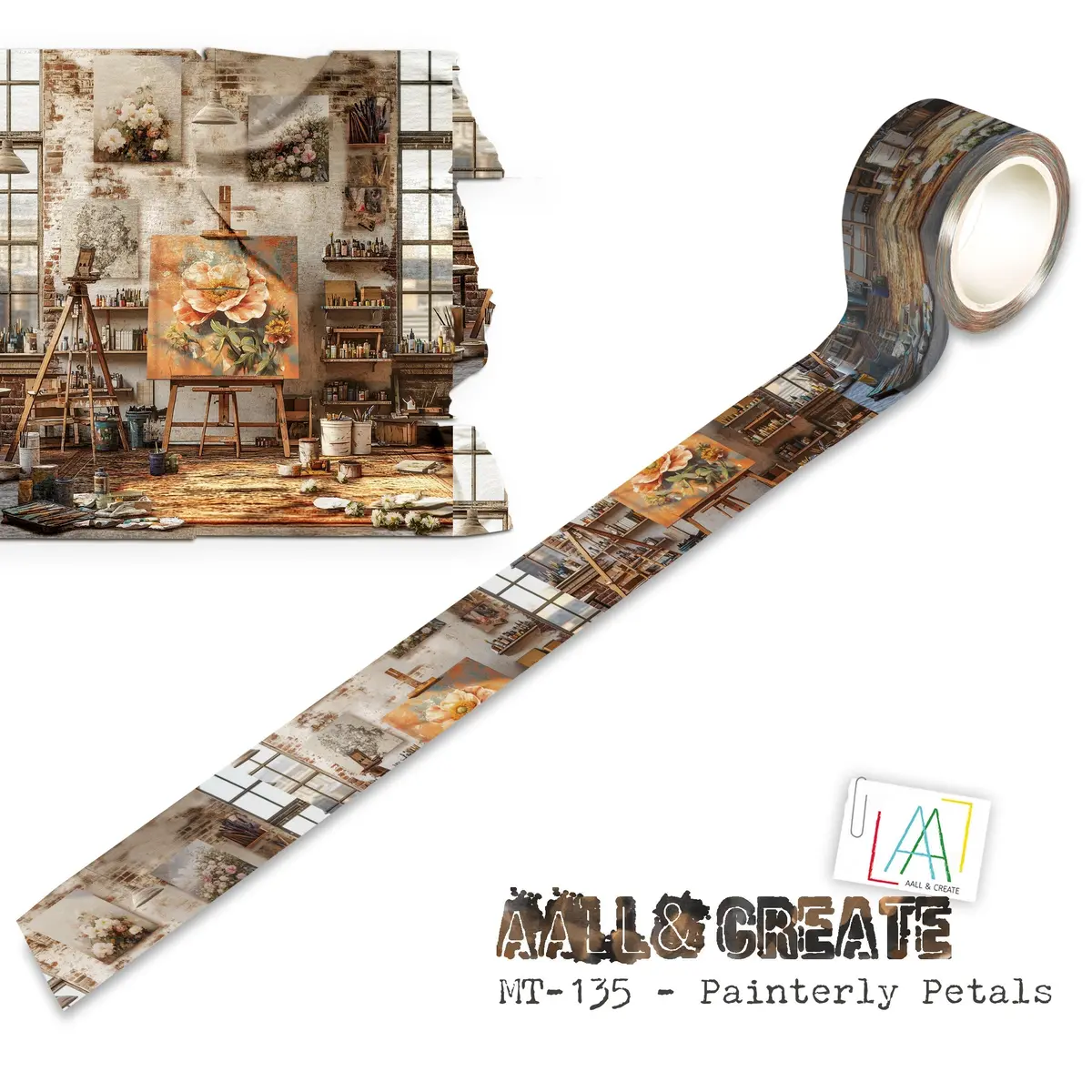 Aall And Create - Washi Tape 25Mm X 10M - Painterly Petals (Layer-It-Up!) 1