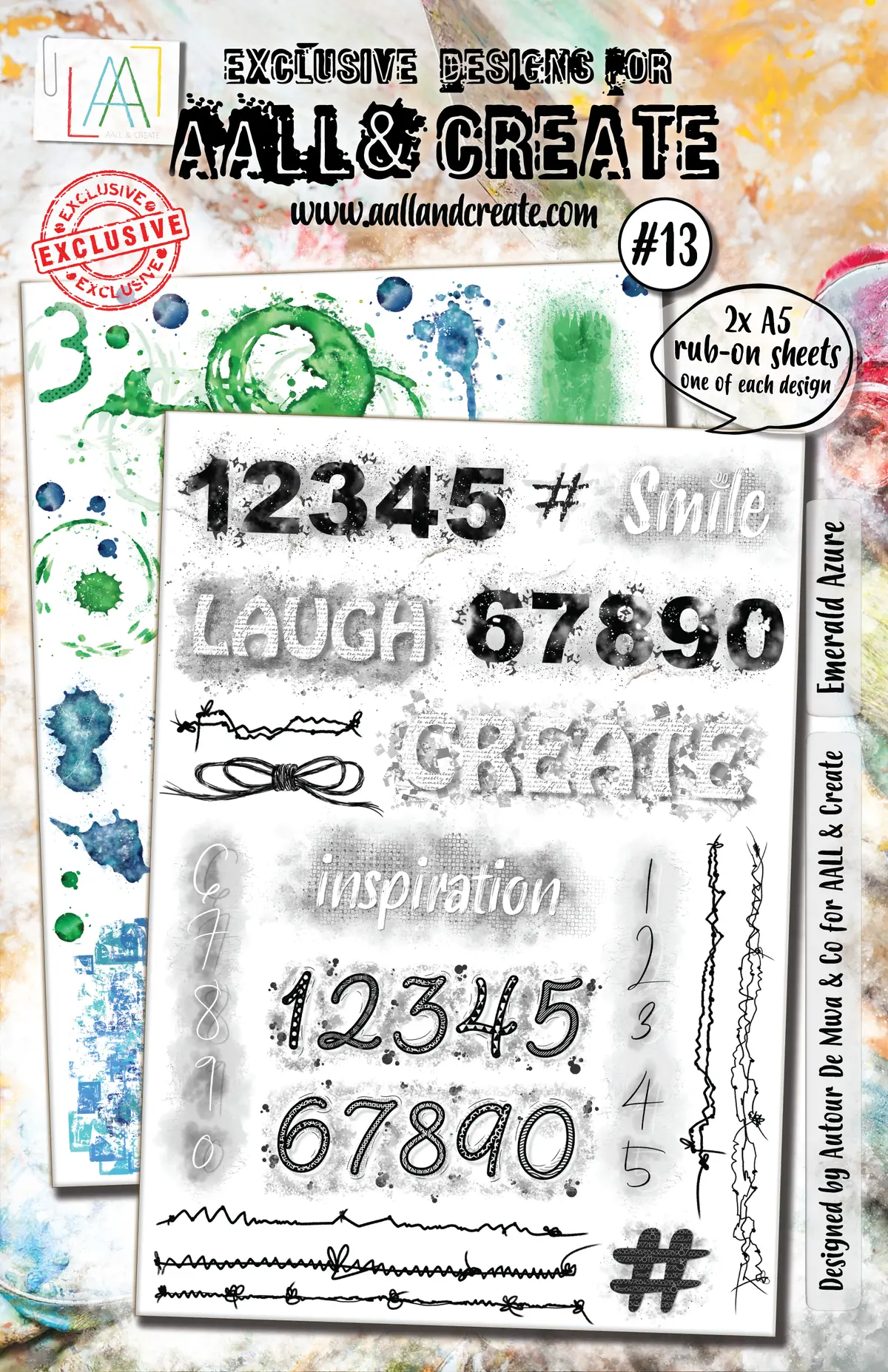 Aall And Create - A5 Rub-Ons - Emerald Azure 1