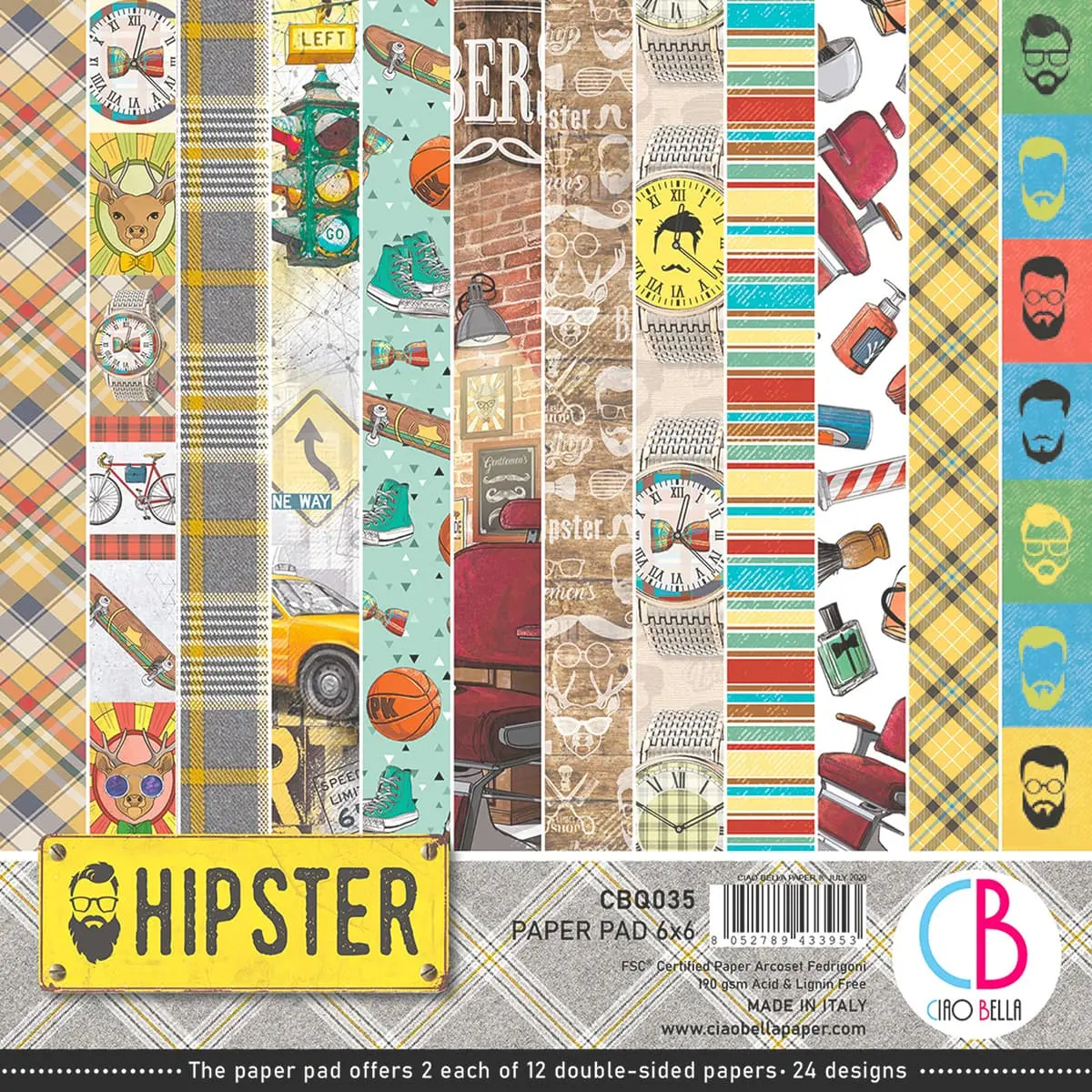 Ciao Bella Hipster Paper Pad 6"X6" 24/Pkg 1
