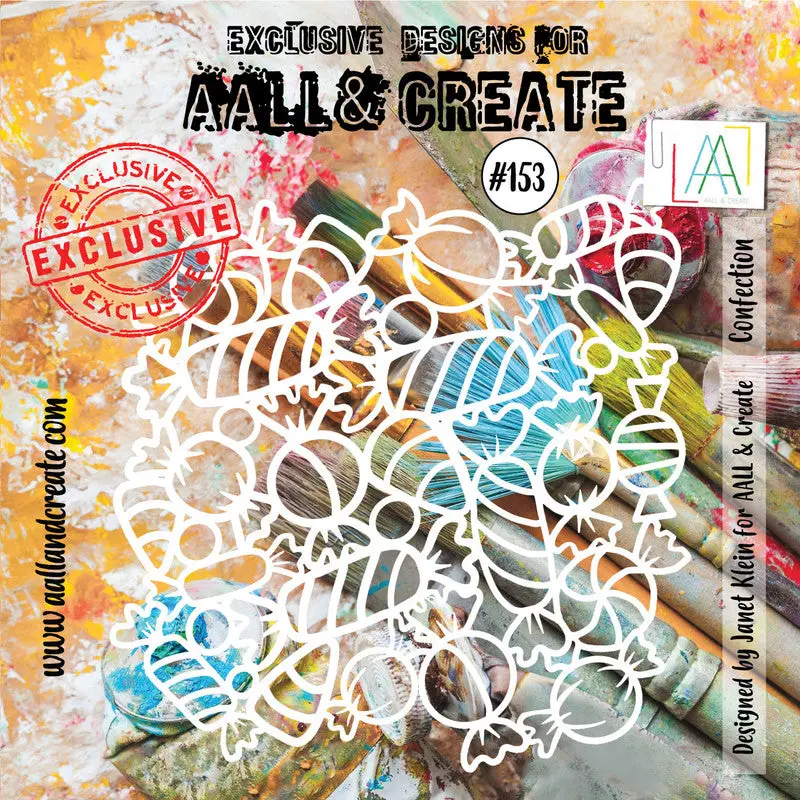 Aall And Create #153 - 6"X6" Stencil - Confection 1
