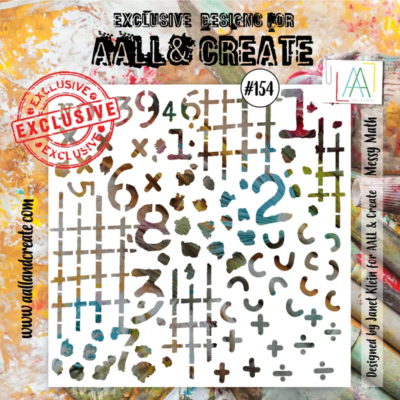 Aall And Create #154 - 6"X6" Stencil - Messy Math 1