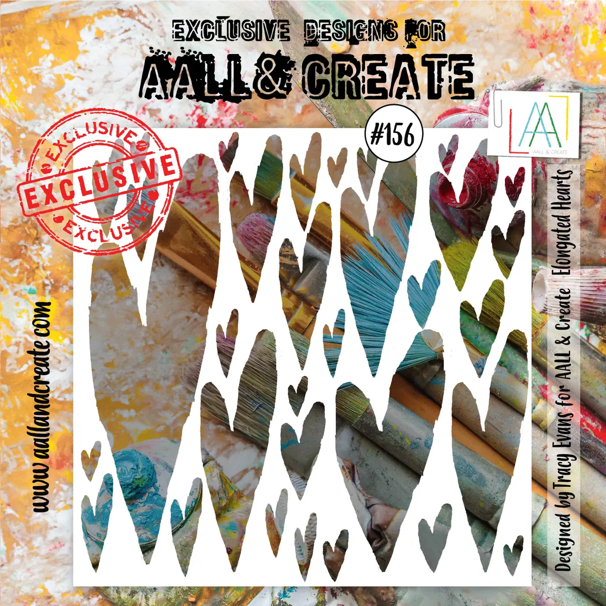 Aall And Create Stencil - 156 - Elongated Hearts 1