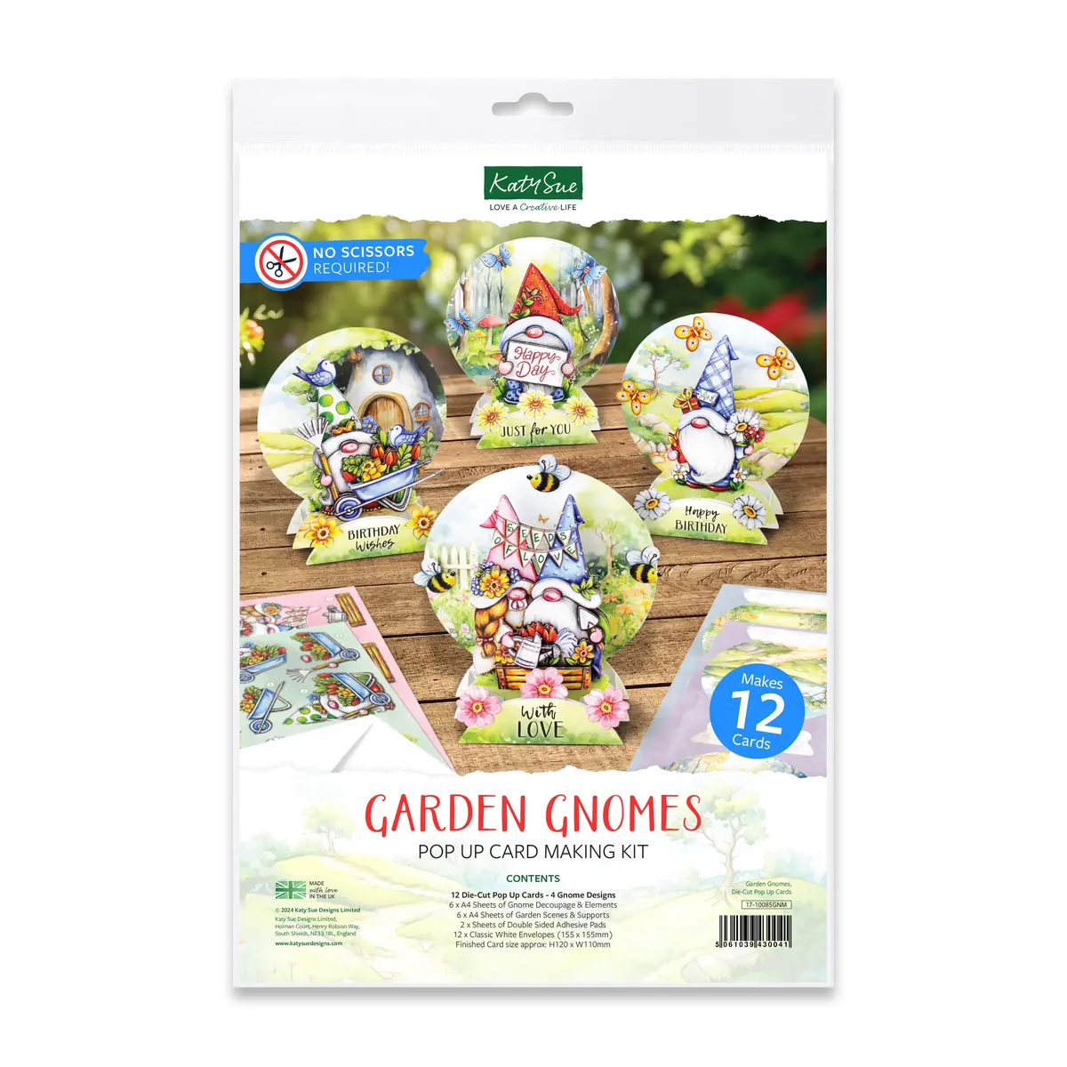 Garden Gnomes Die-Cut Pop Up Card Making Kit 1