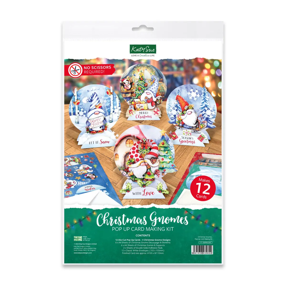 Christmas Garden Gnomes, Pop Up Card Making Kit 1