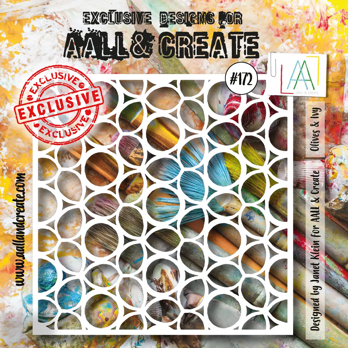 Aall And Create 6"X6" Stencil - #172 - Olives & Ivy 1