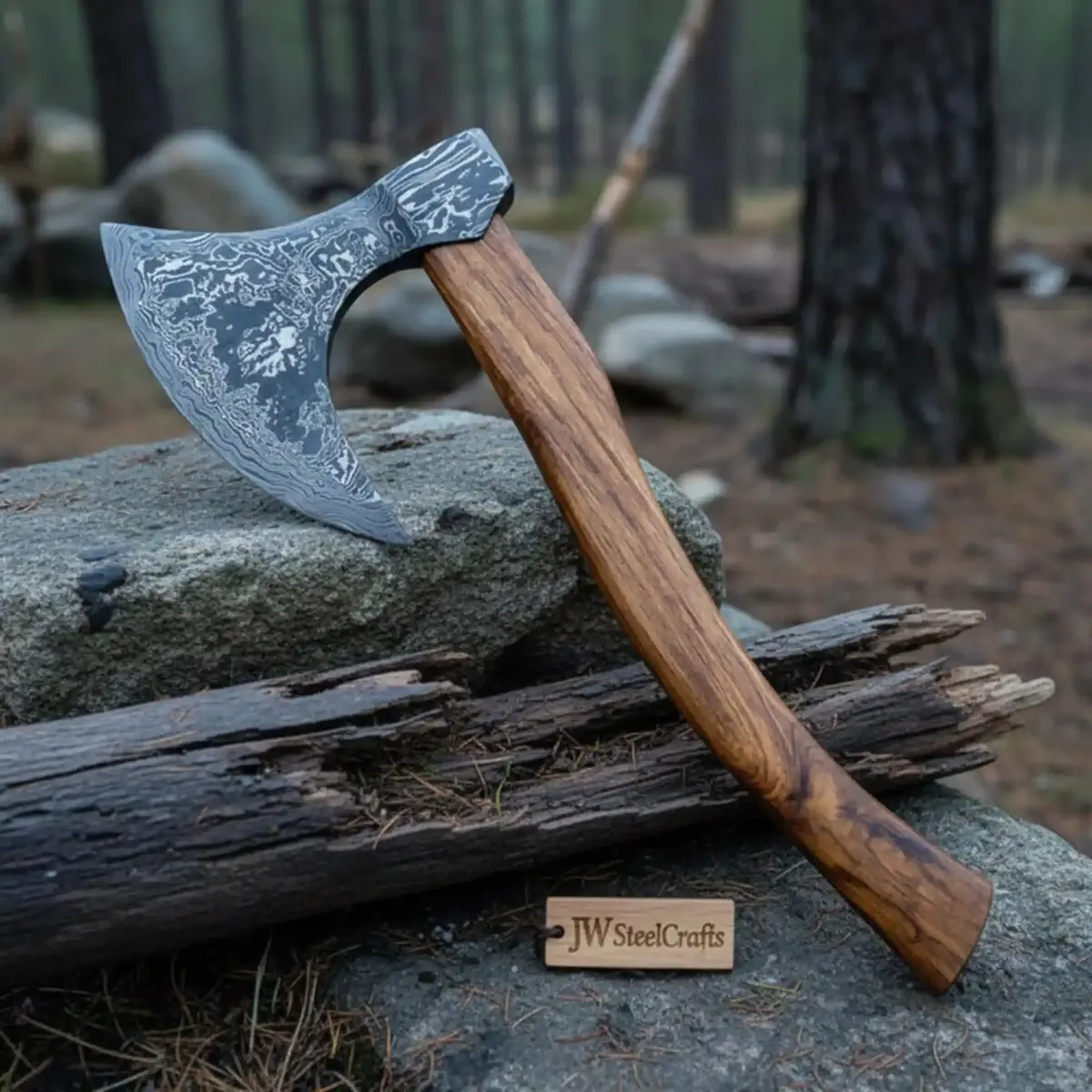 18"Inches Damascus Steel Axe Viking Axe Hatchet Axe Bearded Axe Tomahawk 1