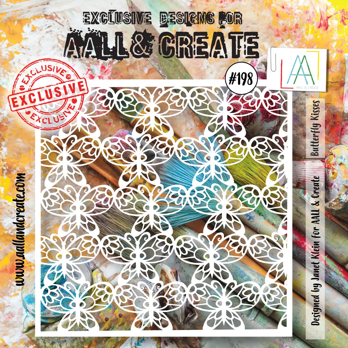 Aall And Create  6"X6" Stencil - 198 - Butterfly Kisses 1