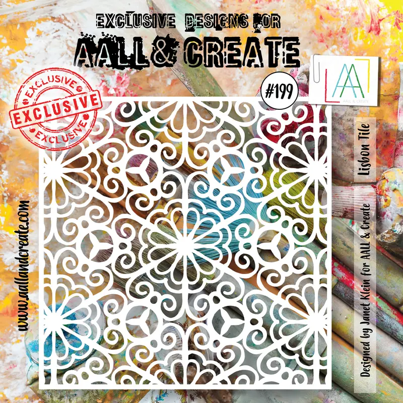 Aall And Create #199 - 6"X6" Stencil - Lisbon Tile 1