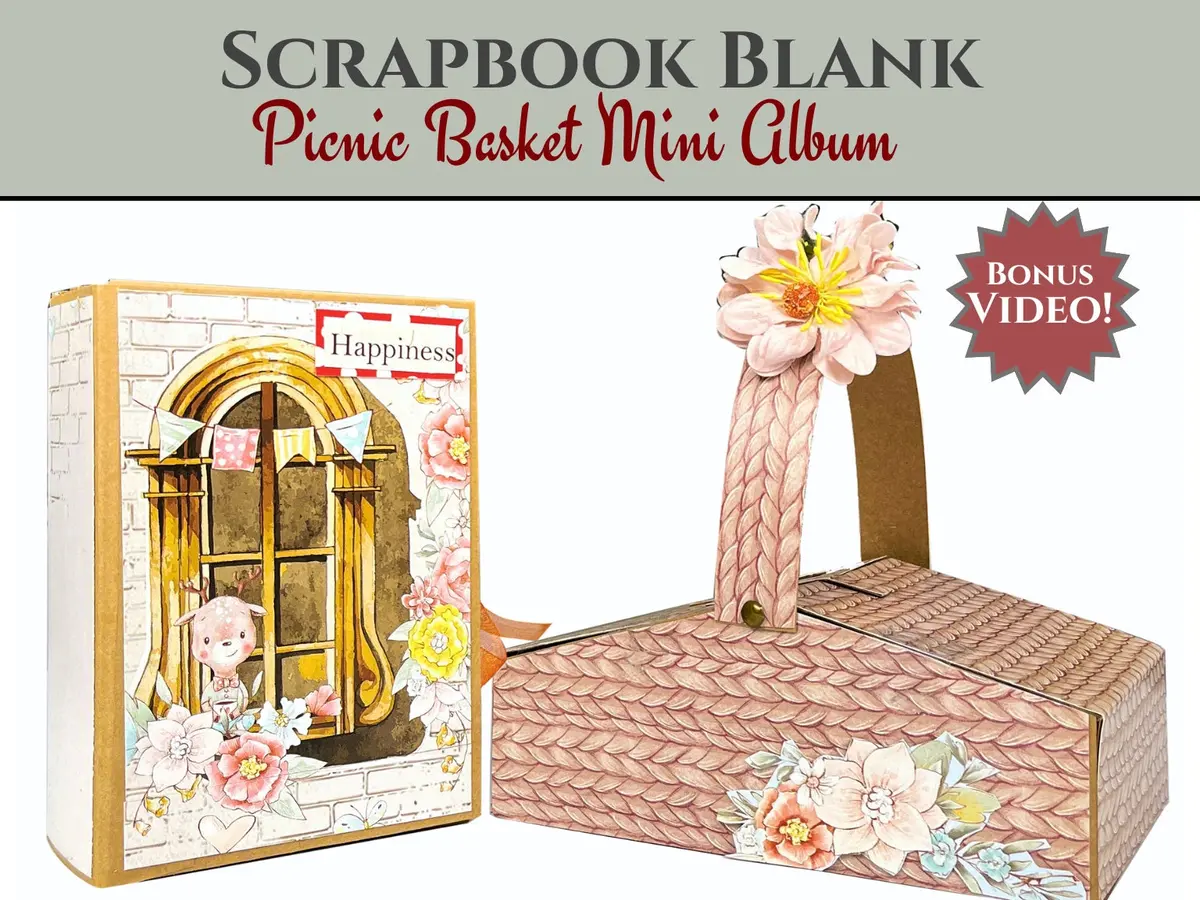 Craftreat Picnic Basket Mini Album Diy Scrapbook Blank - Black 1