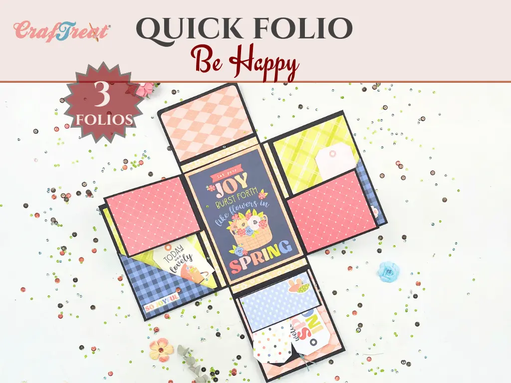 Craftreat Scrapbook Blank Quick Folio - Be Happy - Black, Kraft And White 1