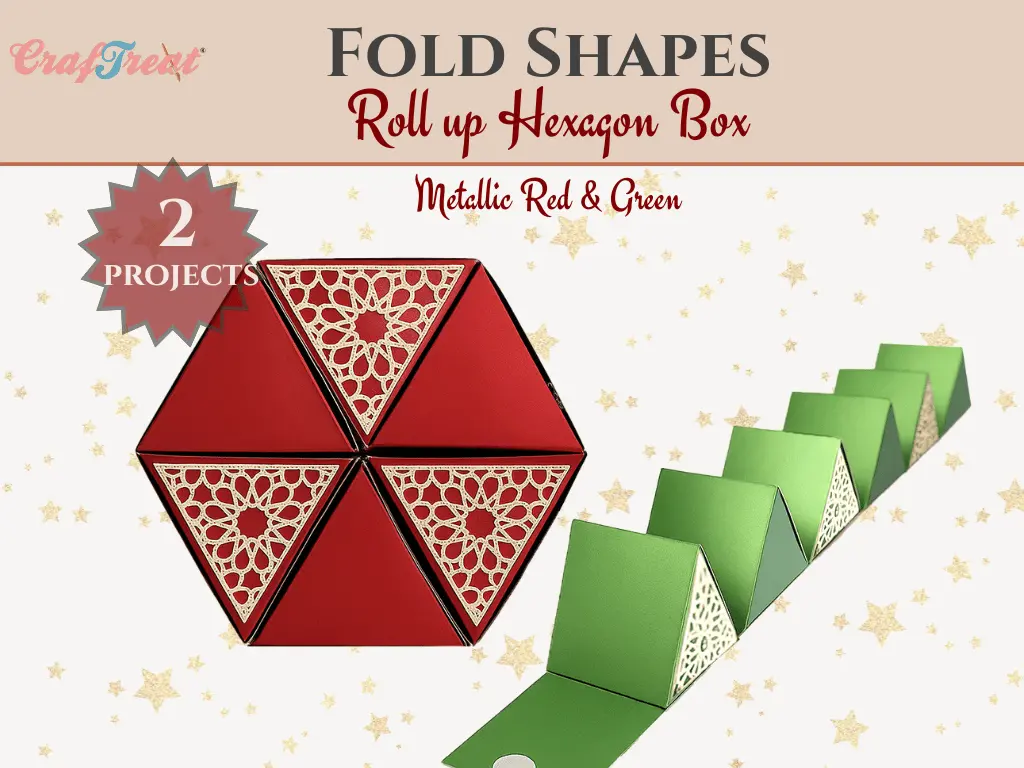 Craftreat Scrapbook Hexagon Roll Up - Metallic Red & Green 1