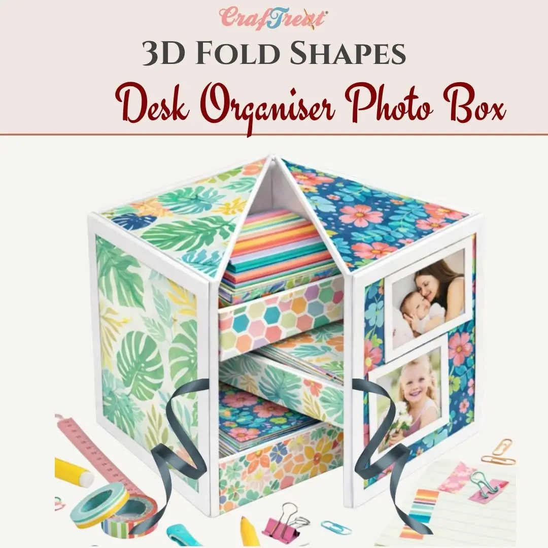 Craftreat 3D Fold Shapes - Desk Organiser Photo Box - 2 Sets 1